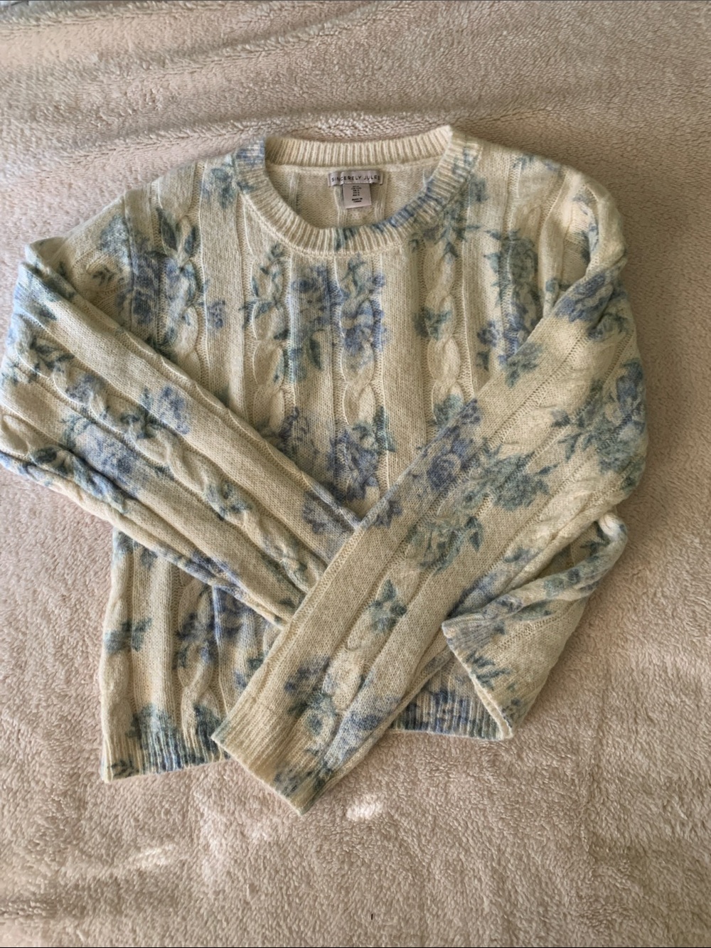 SINCERELY JULES KNIT SWEATER FLORAL LARGE NEW
